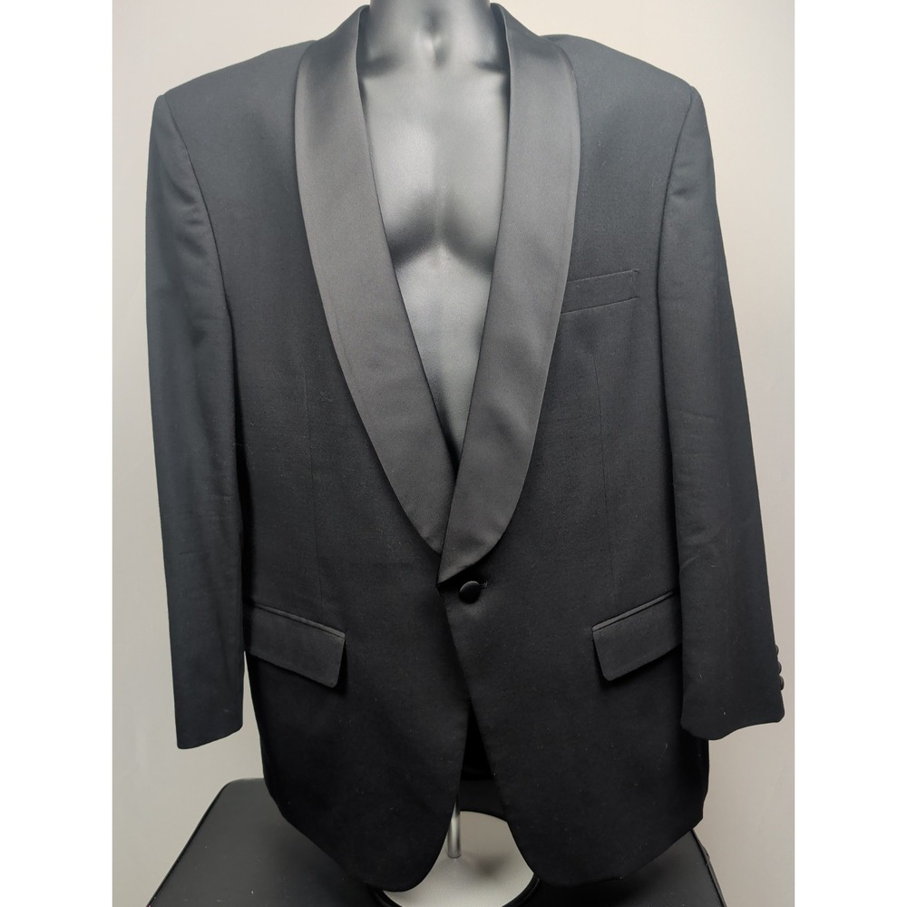 Vintage Christian Dior Monsieur Tuxedo Jacket Mens 46 Black Wool Shawl Lapel USA